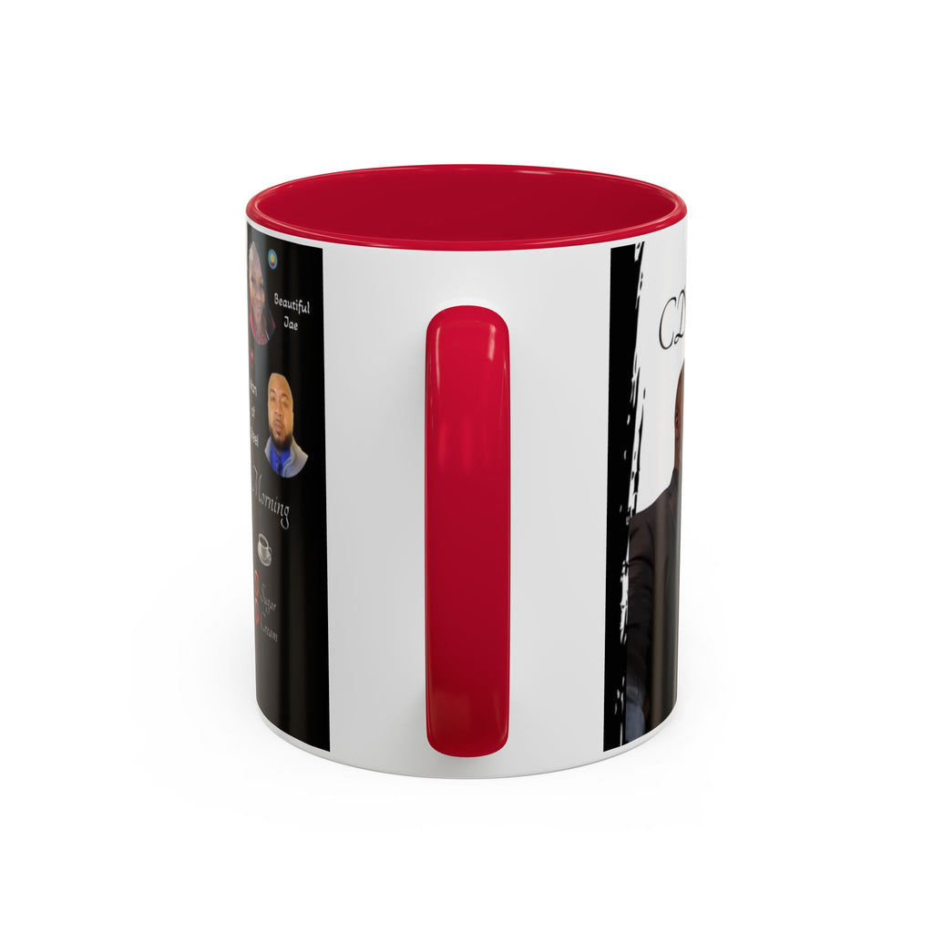Mug with red interior and handle on a white background