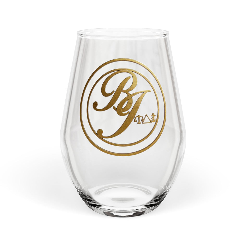 Monogram Gold Stemless Wine Glass — 11.75 oz Elegant Personalized Drinkware