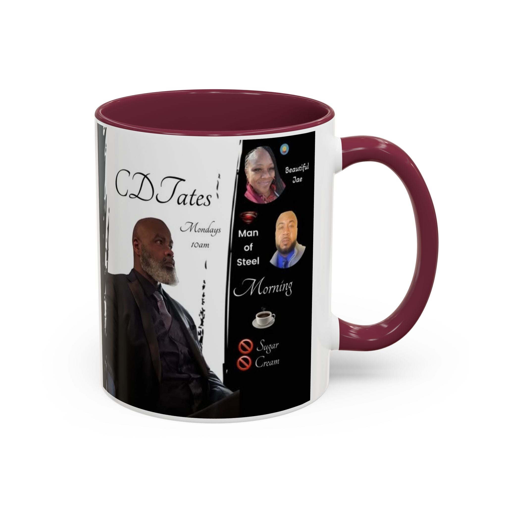 Monday Morning Coffee! No Sugar No Cream – 'Bring Your Own Quote' Inspirational Coffee Cup (11oz/15oz)
