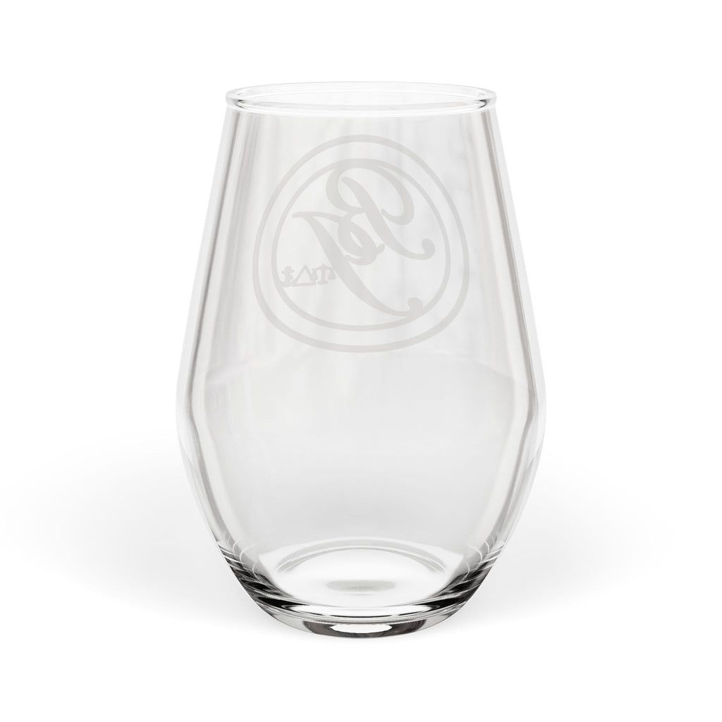 Monogram Gold Stemless Wine Glass — 11.75 oz Elegant Personalized Drinkware