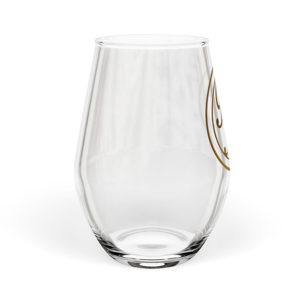 Monogram Gold Stemless Wine Glass — 11.75 oz Elegant Personalized Drinkware