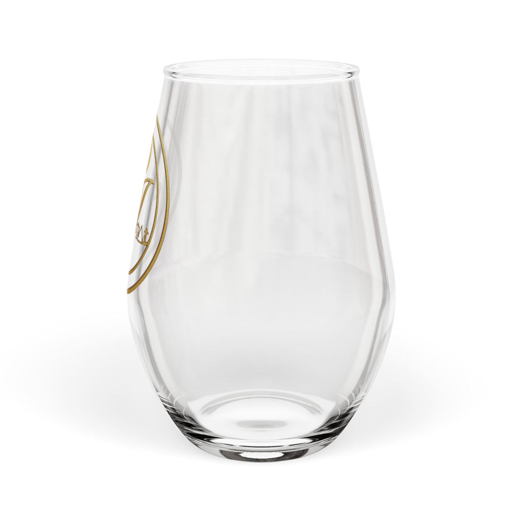 Monogram Gold Stemless Wine Glass — 11.75 oz Elegant Personalized Drinkware