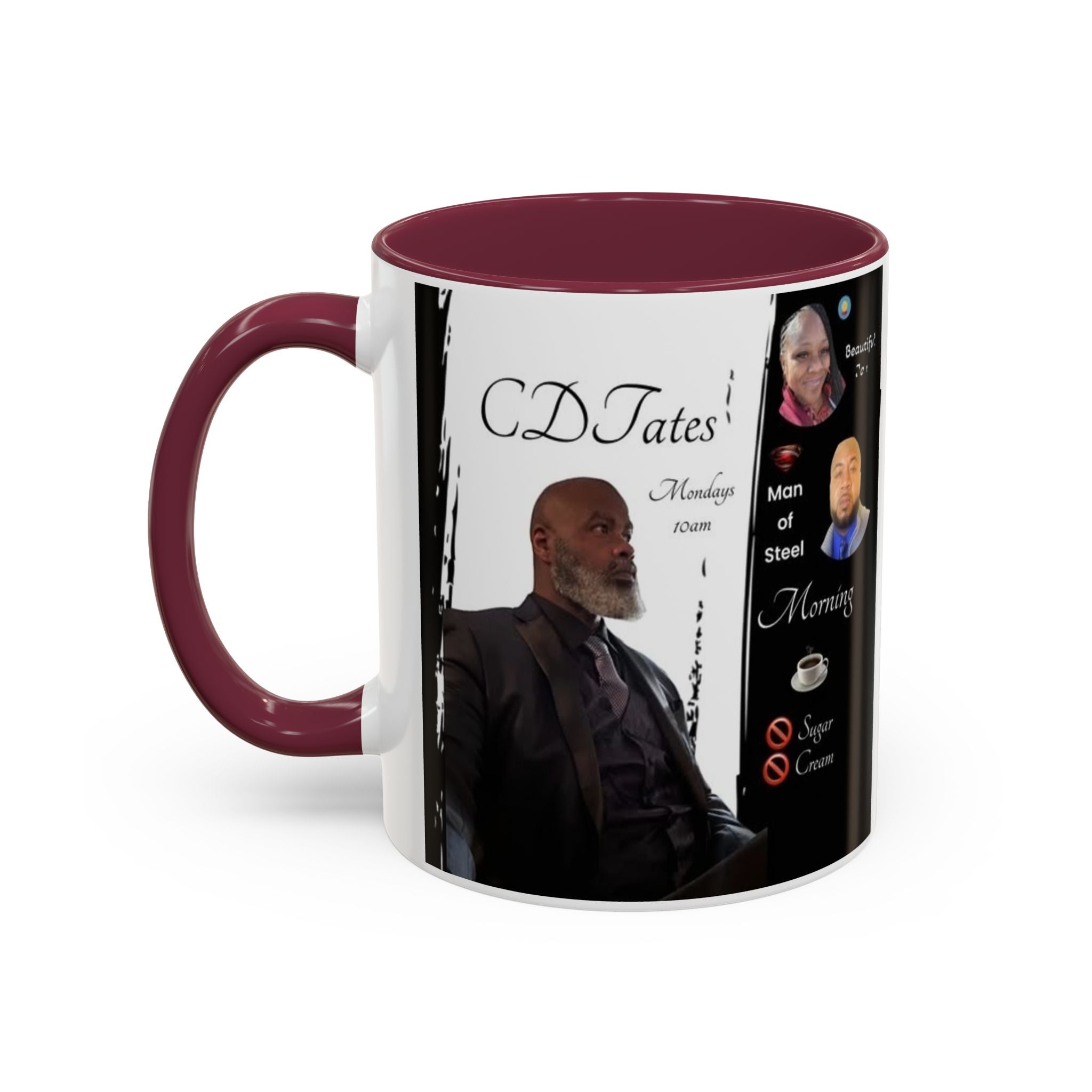 Monday Morning Coffee! No Sugar No Cream – 'Bring Your Own Quote' Inspirational Coffee Cup (11oz/15oz)
