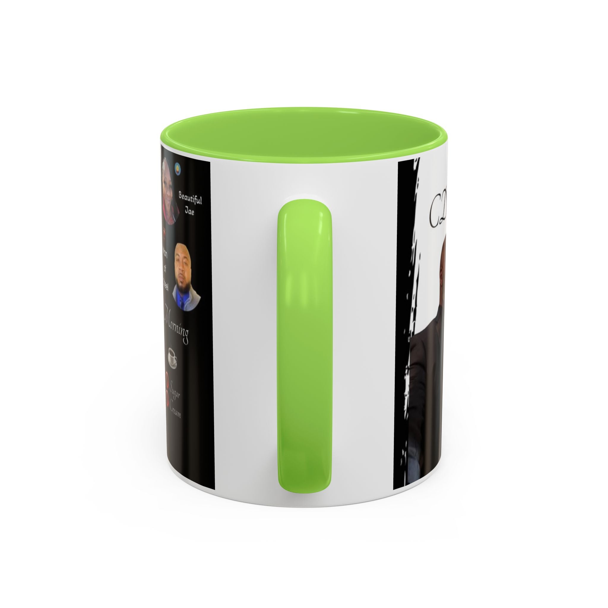 Mug with green interior and handle on a white background